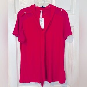 NWOT NY Collection Fuchia Blouse with Tie on Front